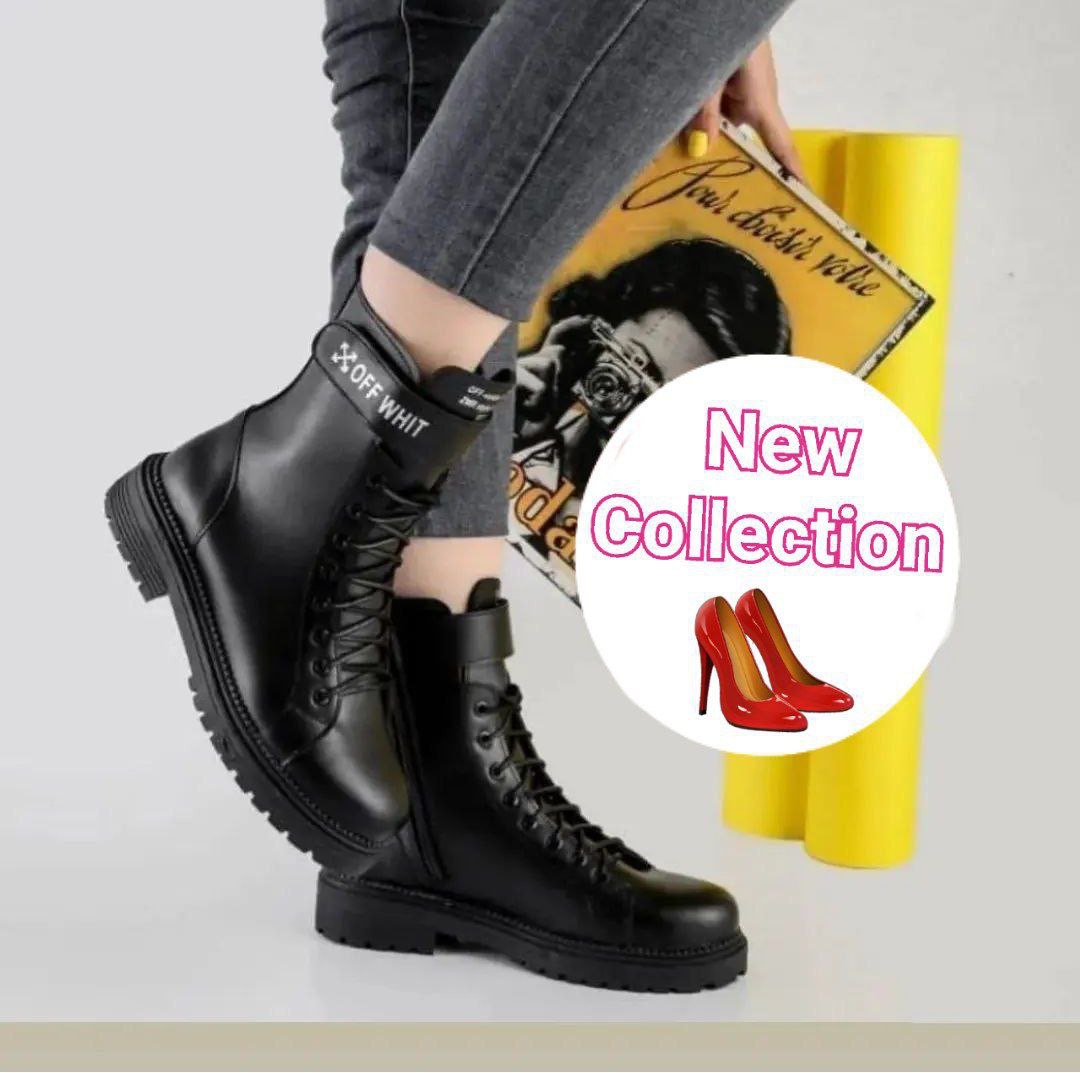 بوت دخترانه مدل آف وایت تک رنگ مشکی ارسال رایگان